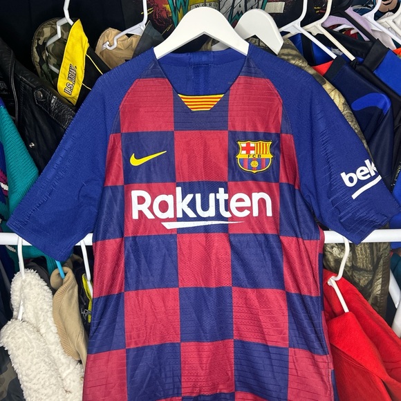 Nike Barcelona FC Rakuten Checkered Futbol Soccer Jersey size Medium - Picture 2 of 6